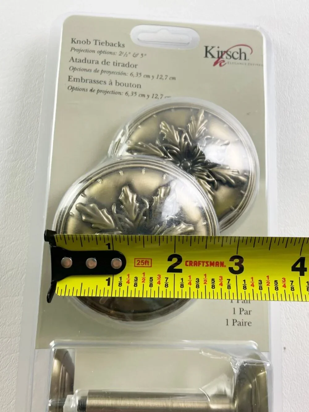 Kirsch Knob Tiebacks Antique Brass 2 Pairs K37